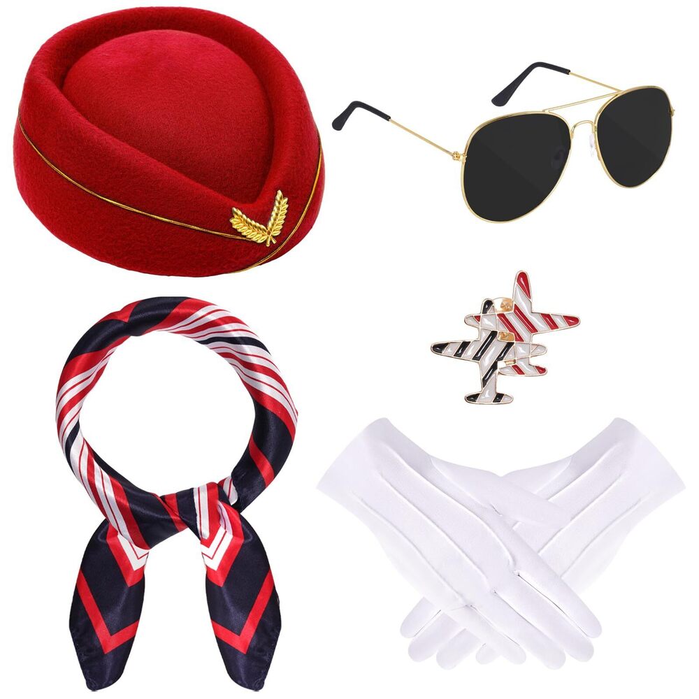 1814 6pcs Halloween Flight Attendant Costume Accessoriess